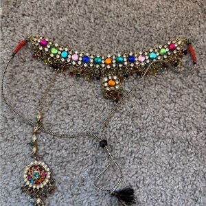 Indian Bridal Hair Jewelry Set – Maang Tikka + Matha Patti (2-Piece Set)